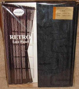 Set of 2 Retro Black Voile Panels 57" x 72" , simply stunning - Picture 1 of 2