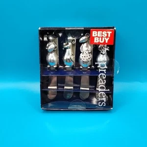 Set di 4 spandiconcime formaggio topi argento vintage Boston Warehouse acciaio inox - Foto 1 di 18