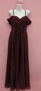 Vestido de Dama de honor para mujer A Line Hombro Descubierto Acanalado Corsé Espalda Pequeño Borgoña - Imagen 1 de 8