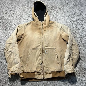 Carhartt Full Swing Jacket Full Zip Hooded Grunge Distressed Thrashed Y2K Tan - Picture 1 of 14