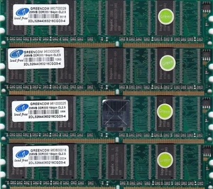 1GB 4x256MB DDR-333 PC-2700 GREENCOM MEMORY RAM KIT 2DL32644063216CGD3-4 DDR1 - Picture 1 of 3