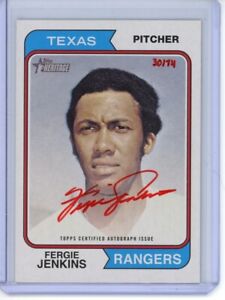 2023 Topps Heritage Red On Card Auto Fergie Jenkins 30/74 Texas Rangers