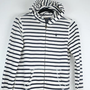 NWT Polo Ralph Lauren Youth Sz XL 16 Hoodie Jacket Striped White Black - Picture 1 of 8