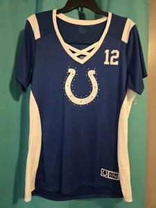 Majestic Fan Fashion Rhinestone Colts Shirt Size XL Andrew Luck 12 - Picture 1 of 6