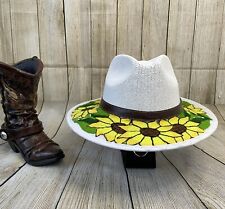 Embroidered ￼ Mexican Sombrero Colored Panamá Cowgirl Cowboy Hat Size Large
