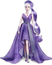 Barbie Crystal Fantasy Collection Amethyst Doll Genuine Necklace Purple Dress