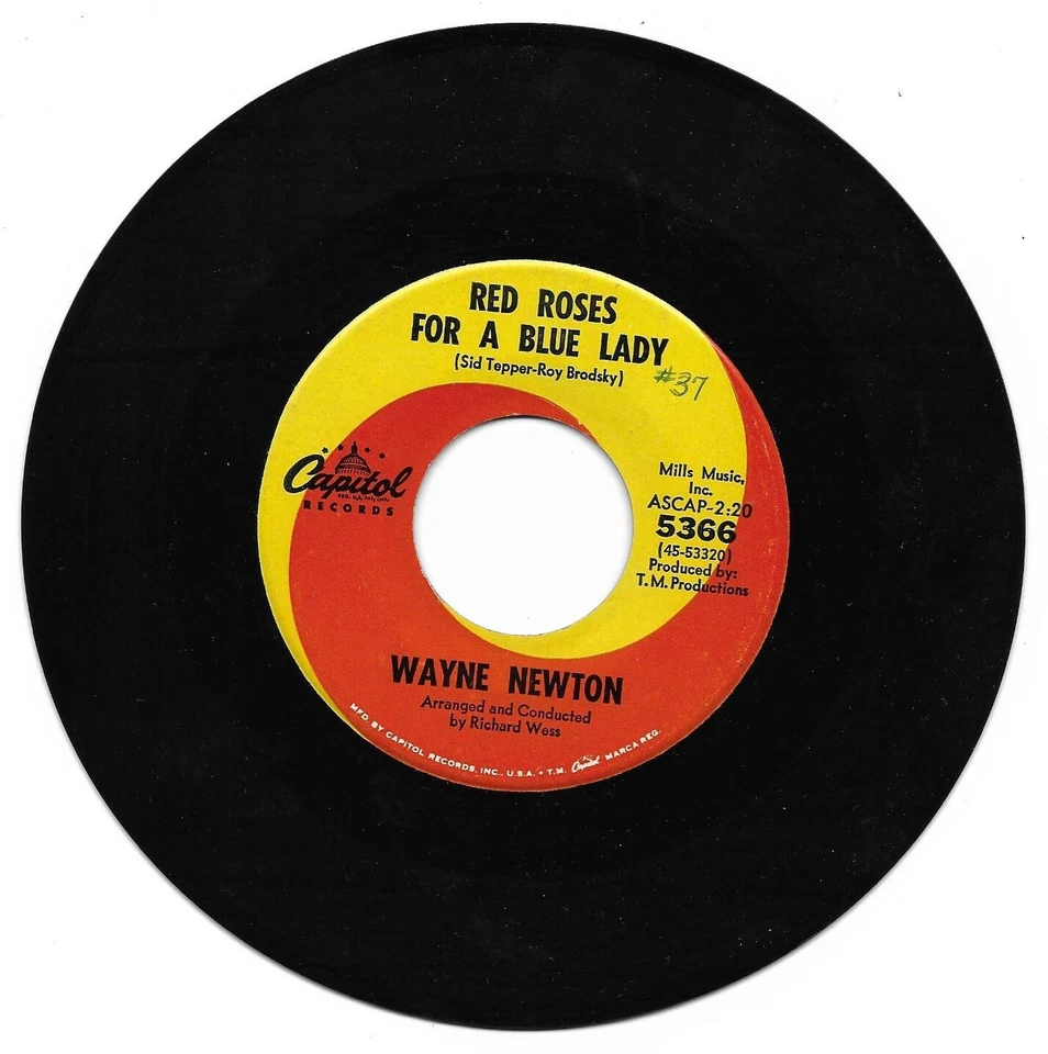 Wayne Newton: "Red Roses For A Blue Lady" / "One More Memory" VG+ '65 plays NM! - Image 1 of 1