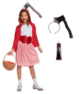 Girls ZOMBIE RED RIDING HOOD Halloween Costume Fairytale Princess Fancy Dress UK - Picture 1 of 10