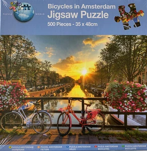 JIGSAW PUZZLE “BICYCLES IN AMSTERDAM” 500 PIECES NEW/SEALED SIZE 35 X 48cm - Picture 1 of 2