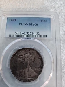 1943 MS66 PCGS Walking Liberty Silver Half Dollar -SEE STORE WW1-WW2 MEDALS - Picture 1 of 8