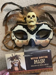 Owl Feather Mardi Gras Mask Skull Voodoo Witch Doctor Masquerade Halloween New - Picture 1 of 1