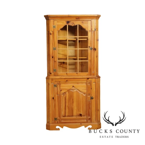 Thomasville Country French Style Vintage Pine Corner Cabinet Cover