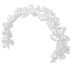 Wedding Headpieces Bride Women Pearl Headdress Rhinestone Headdress - Picture 1 of 12