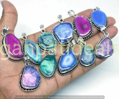 Lote de 1000 peças de pingentes solares de quartzo com pedras preciosas banhadas a prata 925 - Imagem 1 de 4