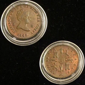 *GUTSE*768-ISABEL II, 2 MARAVEDIS 1840, SEGOVIA, CASI SIN CIRCULAR, MUY ESCASA. - Imagen 1 de 3