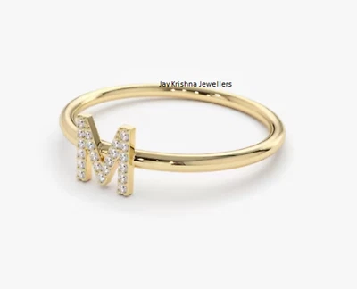 Anillo de cumpleaños hecho a mano con todas las letras de eternidad, plata 925 "M" letra delicado Foto 1 de 2