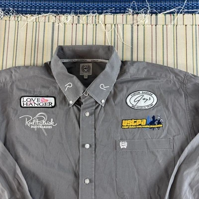 Camisa Patrocinador Cinch Pro Rodeo Concursante Para Hombres XL Gris USTPA Rod Patrick #8540 Foto 1 de 4