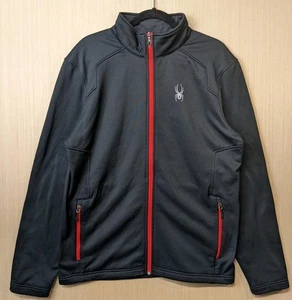 Spyder Men's Large Full Zip Fleece Jacket Black/Red Ski Snowboard Outdoor - Picture 1 of 14