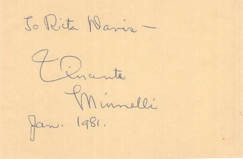 Vincente Minnelli- Signed Vintage Notecard (Director/Father of Liza Minnelli) Cover