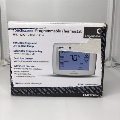 Emerson Thermostat Touchscreen Climate Technology Programmable 1F97-1277 READ - Image 1 of 4