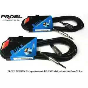 PROEL BULK230LU5 coppia cavi bilanciati professionali XLR JACK 5 metri 2 UNITA' - Foto 1 di 2