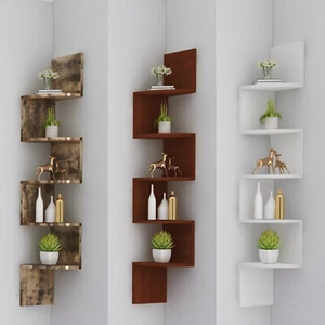 5x Floating Wall Shelves Bookcase Display Corner Shelf Storage Home Décor - Picture 1 of 42