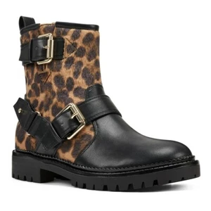 NINE WEST " ARRIA 8 " WOMEN'S BIKER ANKLE BOOTS SIZE 7.5 M CHEETAH MSRP $ 89.99 - Picture 1 of 5
