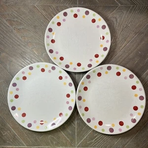 Set of 3 PAMPERED CHEF “Simple Additions Dots” Salad Plates 8-1/8” RETIRED - Picture 1 of 7