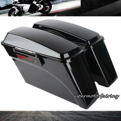 Bolsas de sillín rígidas negras maletero con llave de cierre de tapa para Harley Touring Road King 94-13 Foto 1 de 4