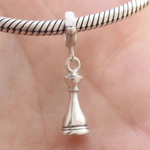 Queen Chess Game Piece 3D Charm Dangle In Real 925 Sterling Silver Unique Gift - Picture 1 of 3