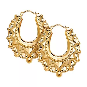 9ct Gold Creole Earrings Large Size 38mm - Picture 1 of 5