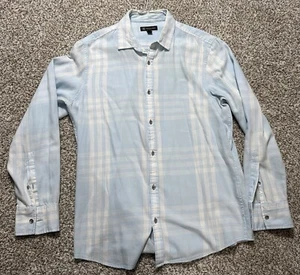 INC International Concepts Blue Button Front Men's Long Sleeve Dress Shirt L - Picture 1 of 8