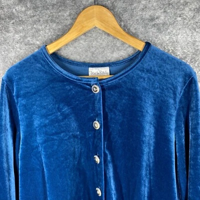 Chaqueta Diane Von Furstenberg Mujer 1X Azul Terciopelo Decorativo Tono Plateado Botón Foto 1 de 4