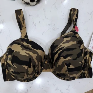 Ashley Stewart Women's 40D Camo Green Camouflage T-Shirt Bra - NWT - Picture 1 of 13
