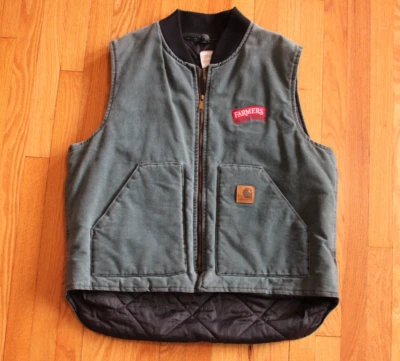 VTG 90s Carhartt Vest Green V02 HTG Duck Artic Union USA Made DISTRESSED XL - Image 1 of 4