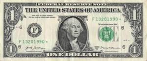 2017A F star note 1990 date fancy serial number F13201990* one dollar bill fw - Picture 1 of 2