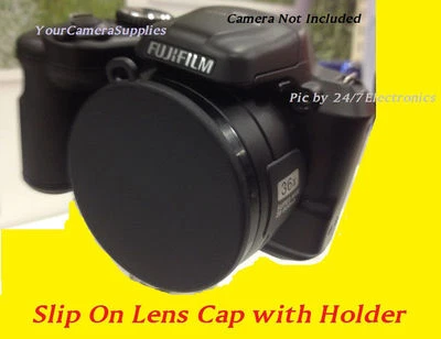 SLIP-ON FRONT LENS CAP TO CAMERA FUJI S1600 S1700 S1770 S1880 S1800 +HOLDER - Image 1 of 4