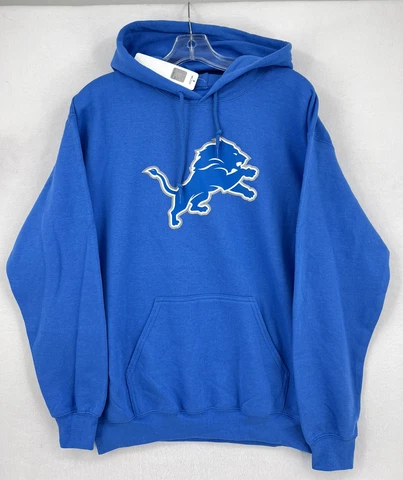 Detroit Lions Men's Long Sleeve Fleece Hoodie Sweatshirt - Size M - Blue Cover