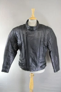 AKITO CLASSIC BLACK LEATHER BIKER JACKET 40-42 INCH CHEST - Picture 1 of 11