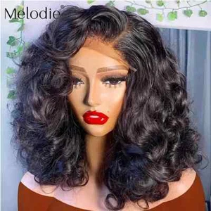Transparent Short Bob Body Wave 13x4 13x6 Lace Front Human Hair Wigs Remy Wig - Picture 1 of 22