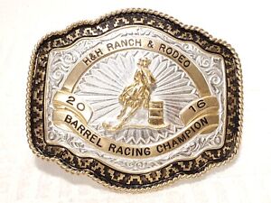 Crumrine Belt Buckle Ranch Rodeo 2016 Barrel Racing Champion Made in Mexico