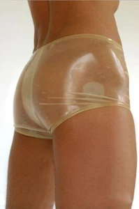 Men's 0.4mm Transparent Latex Underwear Rubber Black Catsuits Bodysuits Panties - Picture 1 of 6