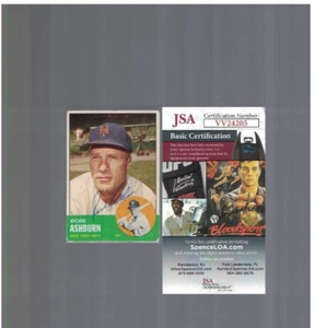 Richie Ashburn New York Mets 1963 Topps Signed Baseball Card JSA - Picture 1 of 2
