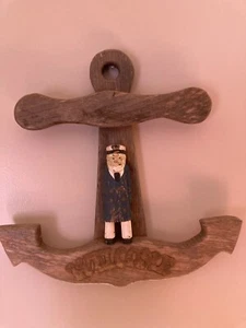 Ships Anchor Welcome Wall Decor. Wooden With Sailor - Bild 1 von 6