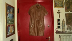 AUTOGRAPH GENUINE LEATHER COGNAC BROWN DRESS GOLD SNAP FASTENERS *UK12/EU40/US8 - Picture 1 of 6