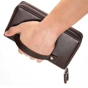 Hombres largo Tríptico Cartera Clutch Bolsos Monederos Titular de la tarjeta Bolso Teléfono Billetera de monedas - Imagen 1 de 11