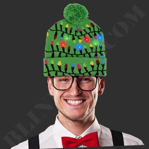 Cappello Natalizio Beanie Led Illuminazione Maglia Berretto Invernale Verde Lampadine Natale Unisex Beanie - Foto 1 di 10