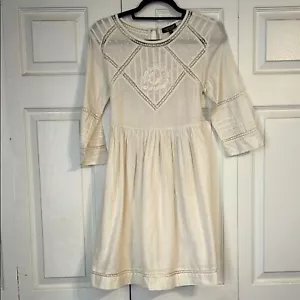 Abito pullover panna TOPSHOP taglia 6 leggero pizzo vittoriano aderente e svasato midi - Foto 1 di 8