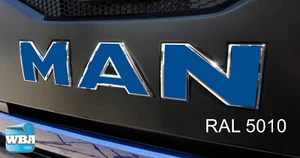 W.B.A. Pegatina adecuada para Man Emblem TGX Euro 6 a partir del año 2013-2019 azul RAL5010 - Imagen 1 de 9