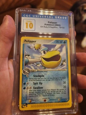 (POP 2) CGC 10 PRISTINE EX Ruby & Sapphire Pelipper 19/109 2003 Pokemon Card - Image 1 of 4